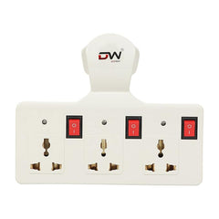 Digiway Three pin Multi Plug Point | Cordless Wall Socket Multi Outlet Extension Board, Universal Sockets and Individual Switches