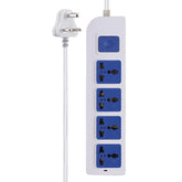Digiway 4+1 Power Strip with Master Switch, 4 International Sockets, Thermal Protection & Surge Protector, Power Indicator, 2.5M Cord, White