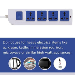 Digiway 4+1 Power Strip with Master Switch, 4 International Sockets, Thermal Protection & Surge Protector, Power Indicator, 2.5M Cord, White