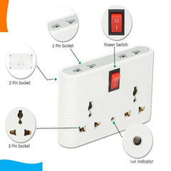 Digiway 4 Way Universal Sockets Power Plug with Rocker Switch, Safety Design and LED Indicator Multitasking Extension to Power Multiple Devices at Once