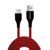 Digiway OYDiS USB Type C, Braided Sync & 3A Quick Charging Cable, (1M), Compatible with all C type devices, Rapid Data Transmission (Red & Black)