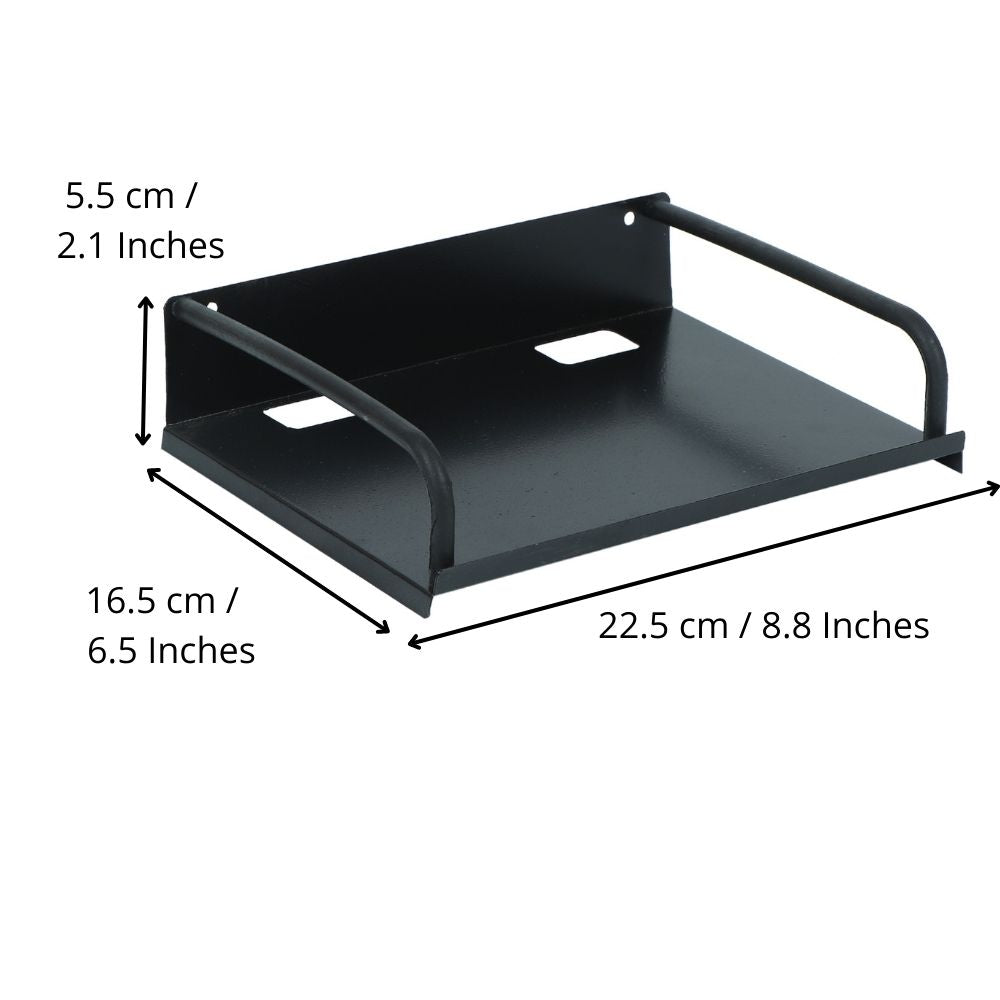 Digiway Set Top Box Wall Stand|| Wall Mount Metal Set Top Box Stand Wall Mount Shelf, DVD DTH Wall Holder, Wi-Fi Router Speakers Wall Shelf (Size: 22.5x16.5x5.5 cm_Black)