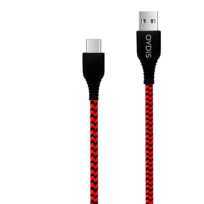 Digiway OYDiS USB Type C, Braided Sync & 3A Quick Charging Cable, (1M), Compatible with all C type devices, Rapid Data Transmission (Red & Black)