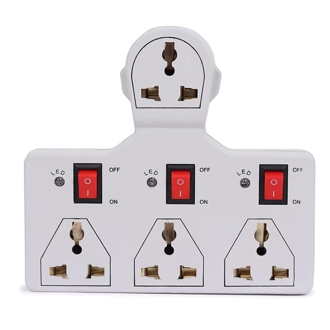 Digiway 4 Universal Socket 3 Switch Multi Plug Extension Board/Multiplug