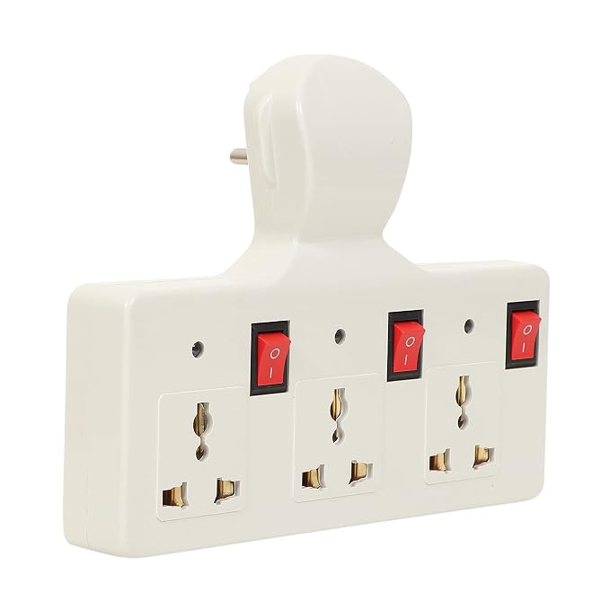 Digiway Three pin Multi Plug Point | Cordless Wall Socket Multi Outlet Extension Board, Universal Sockets and Individual Switches