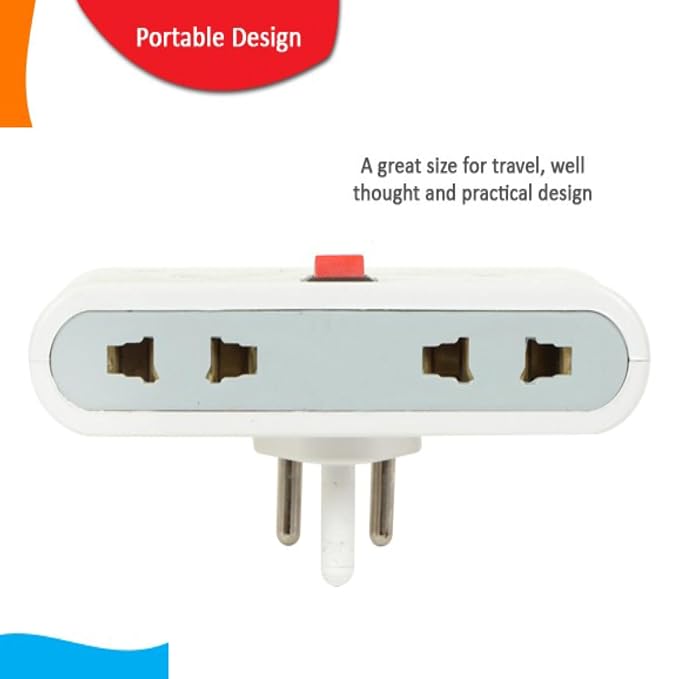 Digiway 4 Way Universal Sockets Power Plug with Rocker Switch, Safety Design and LED Indicator Multitasking Extension to Power Multiple Devices at Once