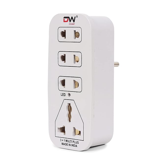 Digiway 3 + 1 Multiplug with LED Indicator, 4 Universal sockets, (Beige_Pack of 1)