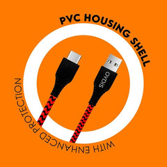 Digiway OYDiS USB Type C, Braided Sync & 3A Quick Charging Cable, (1M), Compatible with all C type devices, Rapid Data Transmission (Red & Black)