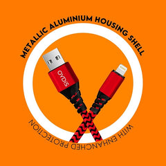 Digiway OYDiS Braided 1M USB Lightning 3A Fast Charging and Data Sync Cable (Red & Black)