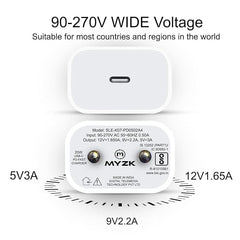 Digiway MYZK 20W Type C Fast Charger PD 3.0 USB C Wall Adapter,Compatible for iPhone 14/14 Plus/14 Pro/14 Pro Max/13/12/12 Pro Max/11/Xs Max/XR/X,AirPods Pr, iPad/iPad mini, and More(White)