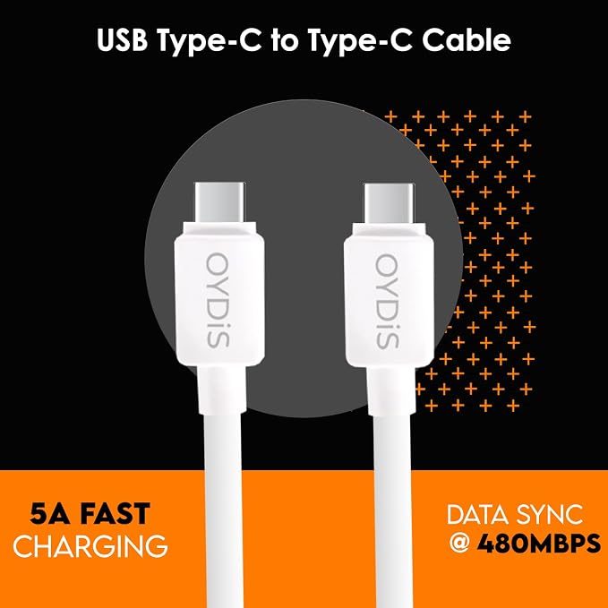 Digiway OYDiS USB Type C to TYPE C Cable, PVC Sync & 3A Quick Charging Cable, 3 Feet (1M), Rapid Data Transmission (White)
