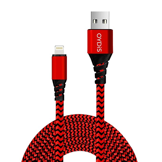 Digiway OYDiS Braided 1M USB Lightning 3A Fast Charging and Data Sync Cable (Red & Black)