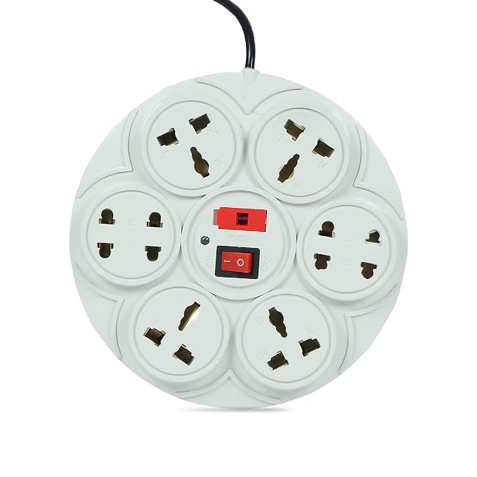 Digiway 8+1 Round Strip Extension Cord (Length: 2.0 m, Cream)