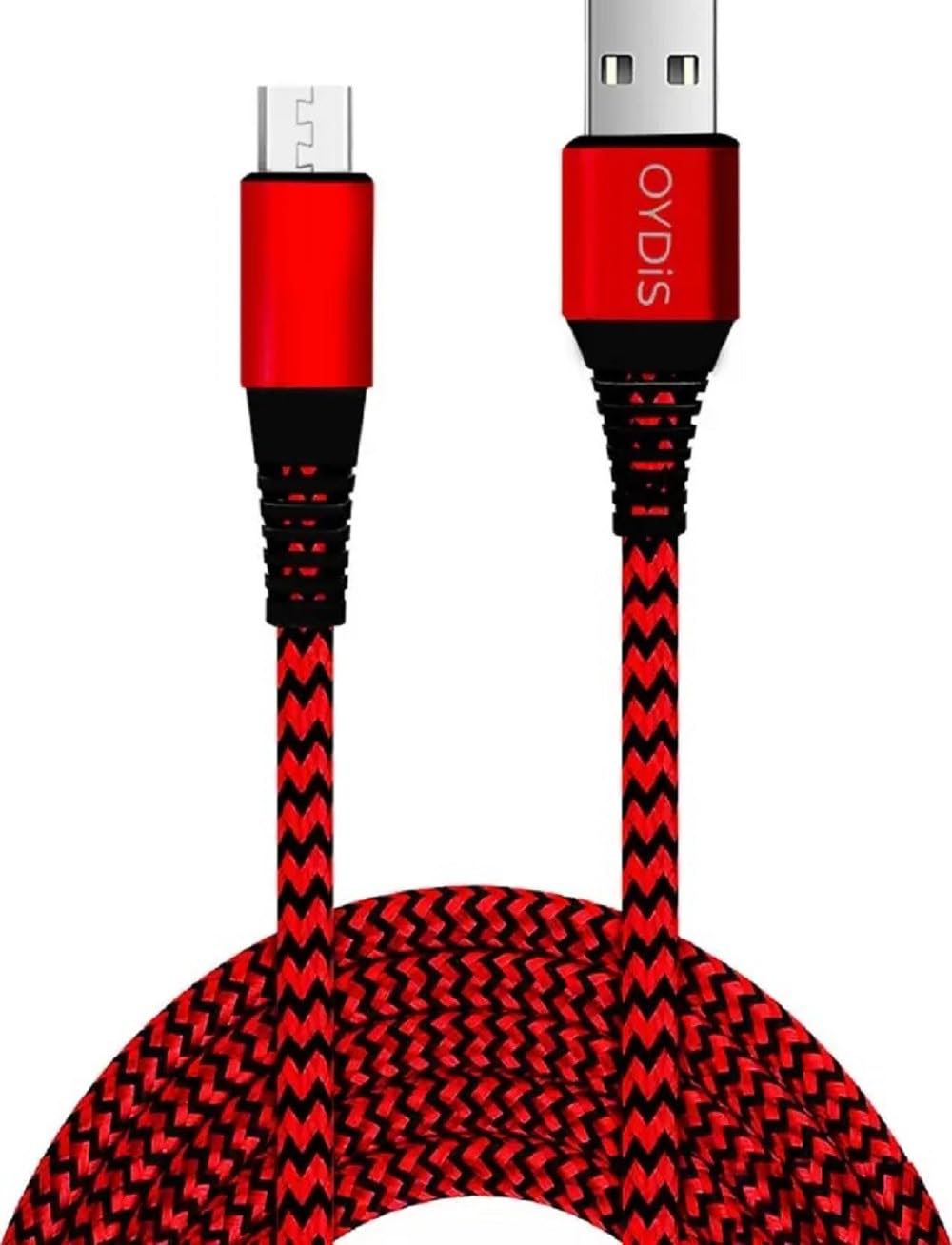 Digiway OYDiS Braided 1M USB to Micro USB Fast Charging Cable Compatible with Android Phones/Tablets, 480mbps Data Transfer Speed Data Cable (Red & Black)