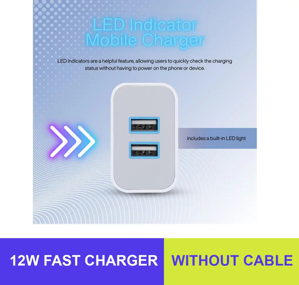 Digiway DIGIWAY MYZK Dual USB 5V/2.4A Ultra Fast 12W Max Output Wall Charger 2.4 A Multiport Mobile Charger (White)